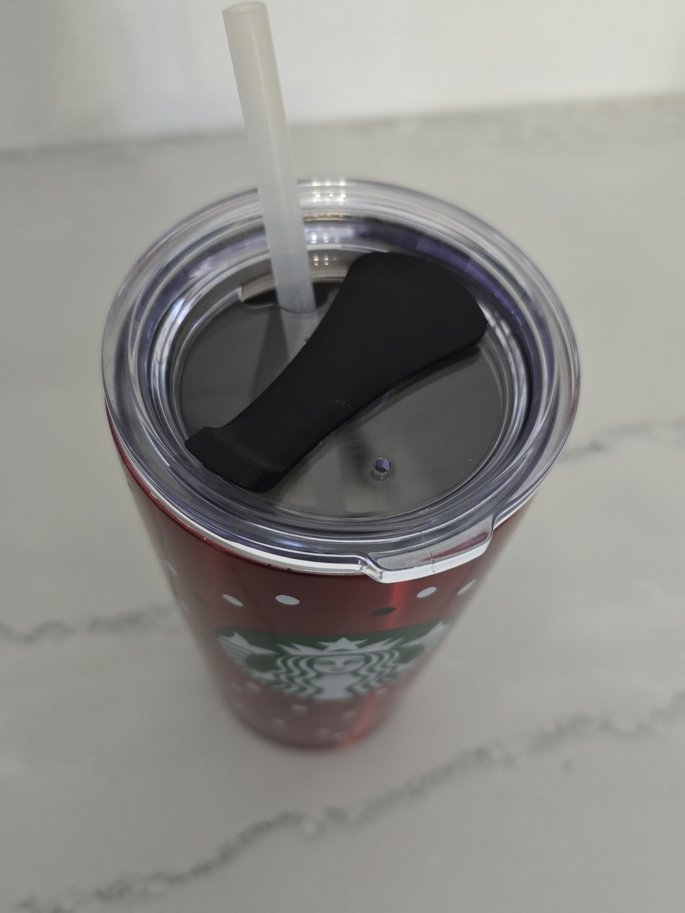Starbucks Red Polka Dot Stainless Tumbler with Straw - Picture 2 of 3